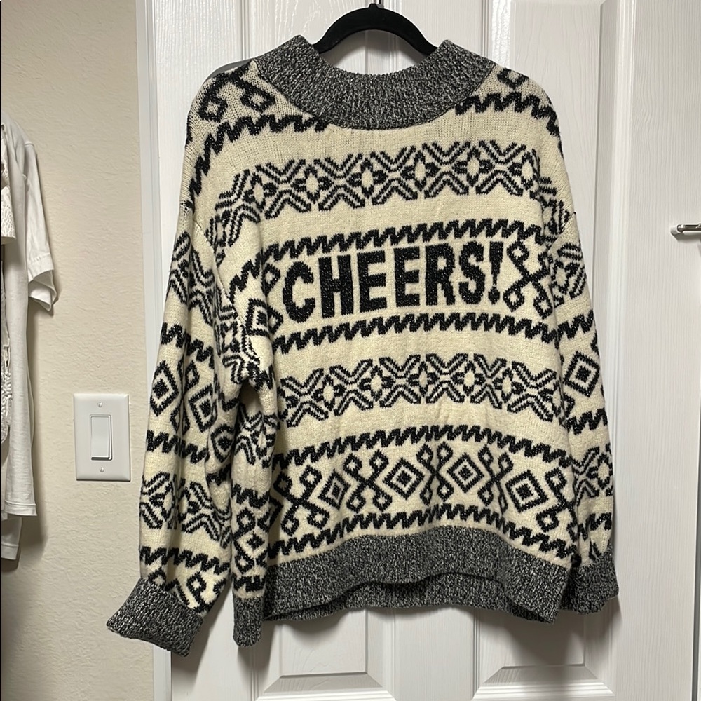 Black and Cream Graphic Sweater